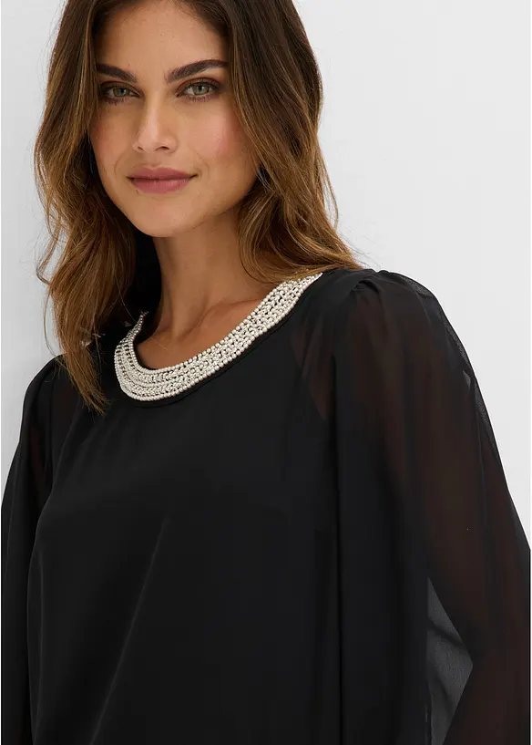 Camicetta di chiffon con strass, bonprix