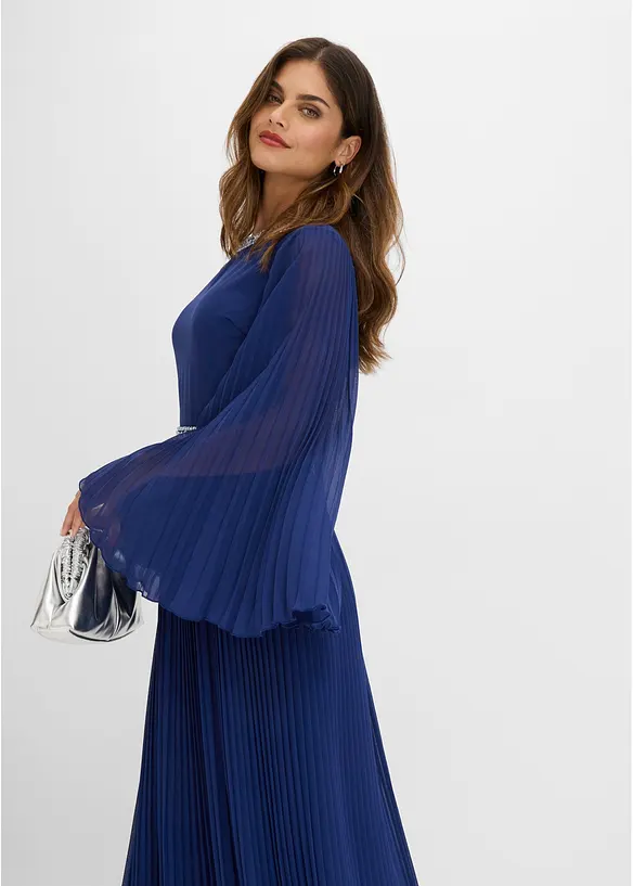 Abito da sera plissettato con strass, bonprix