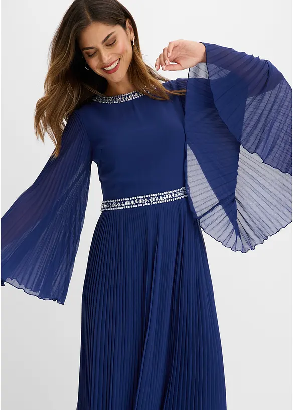 Abito da sera plissettato con strass, bonprix
