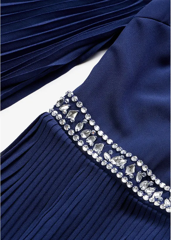 Abito da sera plissettato con strass, bonprix