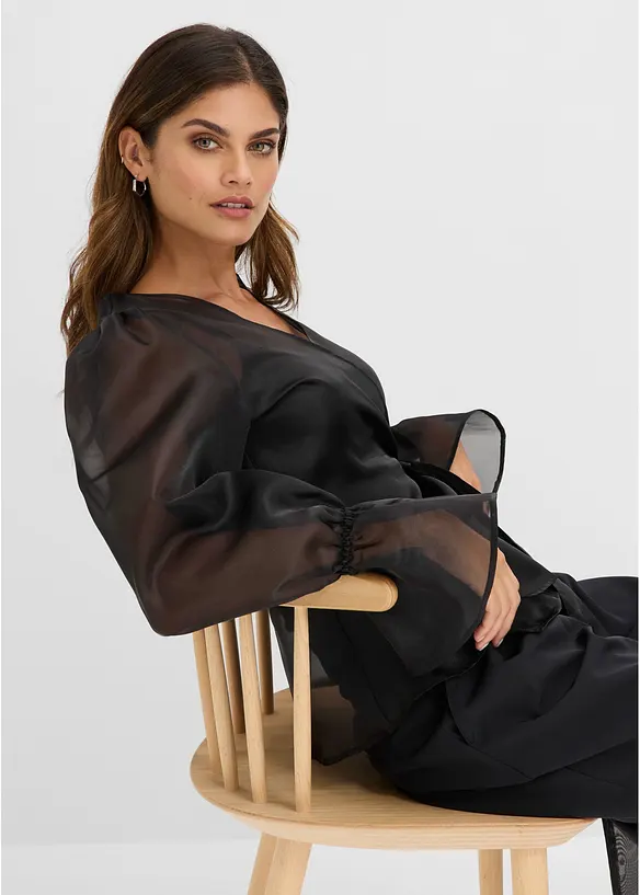 Blusa in tulle lucido, bonprix
