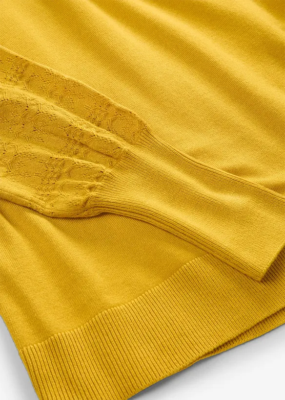 Maglione in filato fine con motivo traforato, bonprix