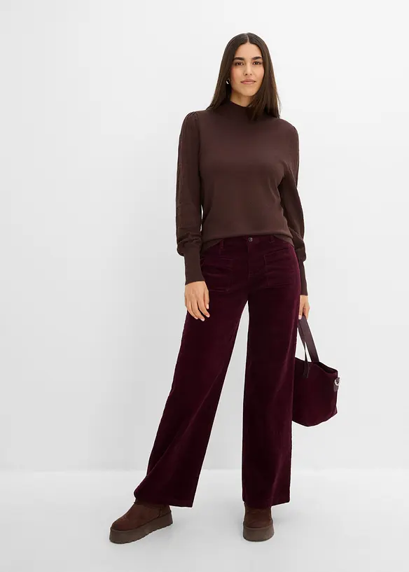 Maglione in filato fine con motivo traforato, bonprix