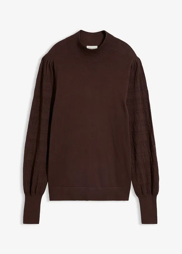 Maglione in filato fine con motivo traforato, bonprix