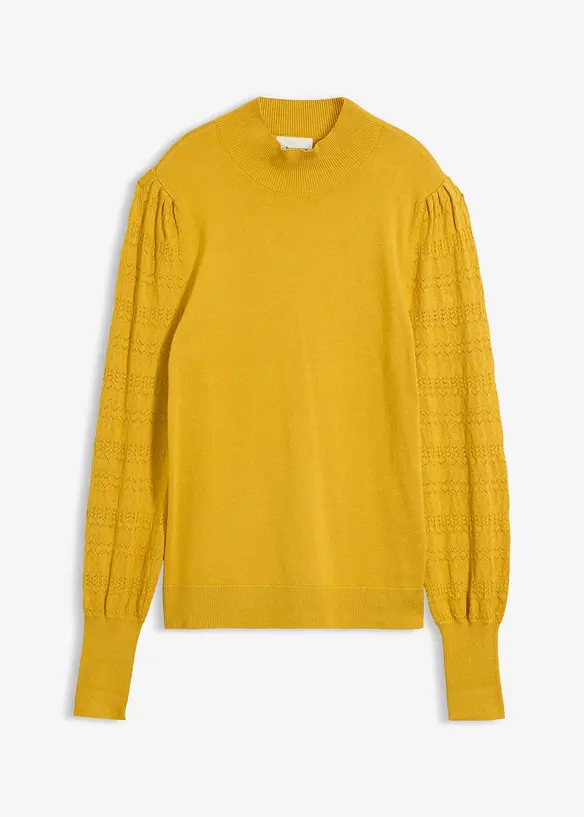 Maglione in filato fine con motivo traforato, bonprix
