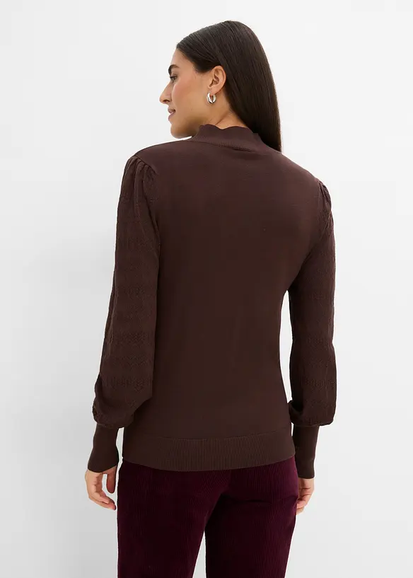 Maglione in filato fine con motivo traforato, bonprix