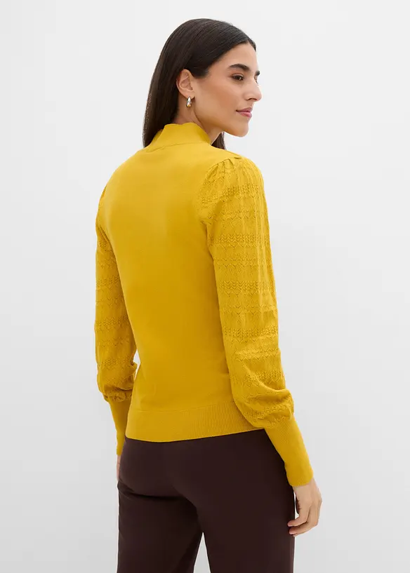 Maglione in filato fine con motivo traforato, bonprix