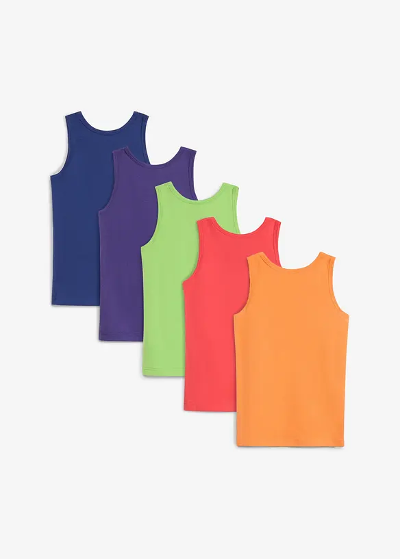 Canottiera in misto cotone biologico elasticizzato (pacco da 5), bonprix