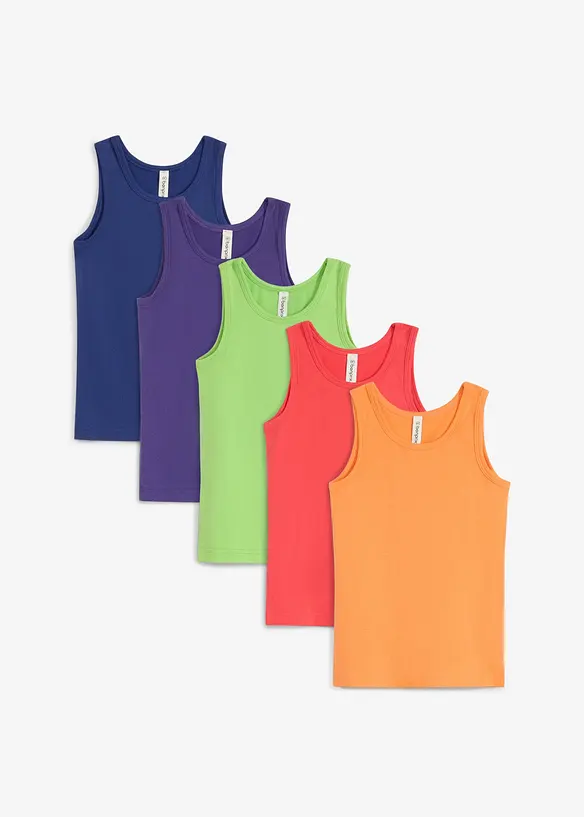 Canottiera in misto cotone biologico elasticizzato (pacco da 5), bonprix