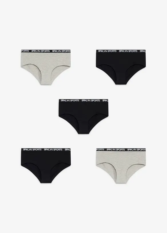 Panty in misto cotone biologico morbido (pacco da 5), bonprix