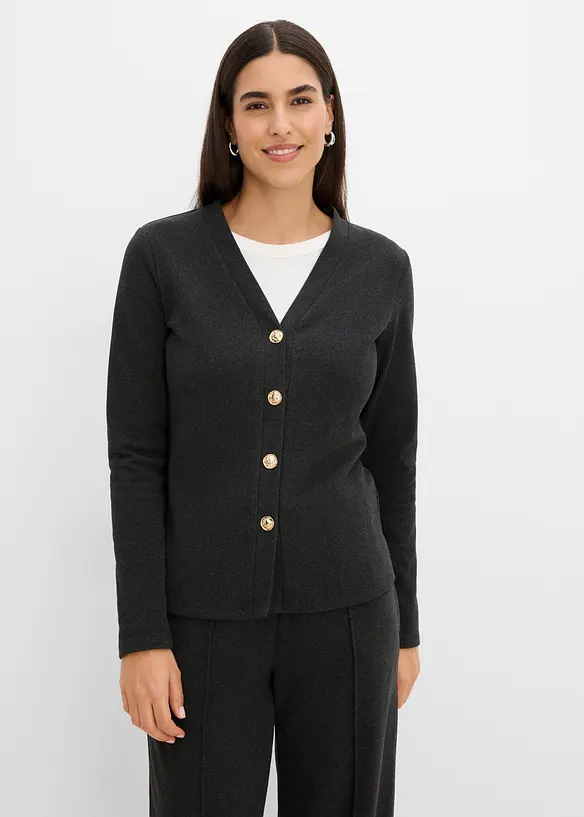 Cardigan in jersey morbido a coste, bonprix