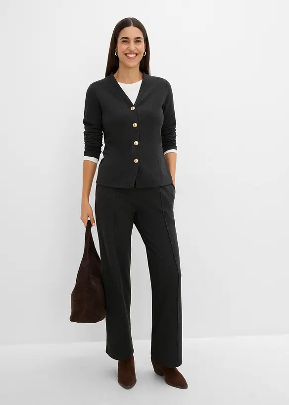 Cardigan in jersey morbido a coste, bonprix
