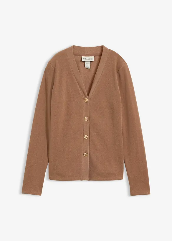 Cardigan in jersey morbido a coste, bonprix