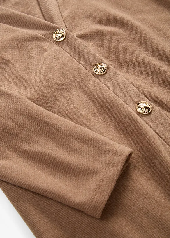 Cardigan in jersey morbido a coste, bonprix