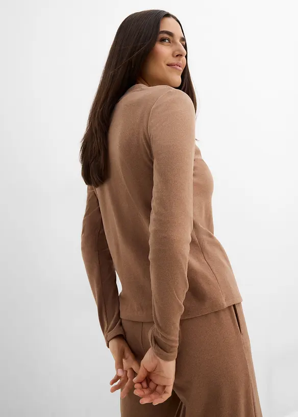 Cardigan in jersey morbido a coste, bonprix