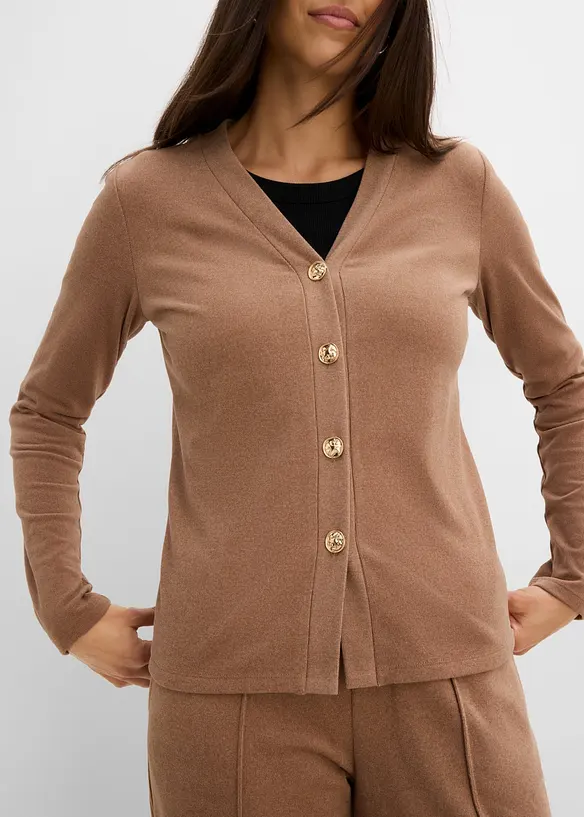 Cardigan in jersey morbido a coste, bonprix