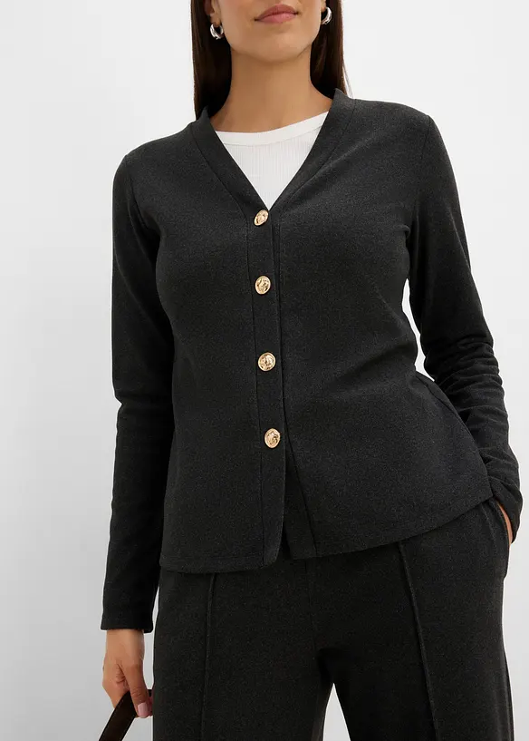 Cardigan in jersey morbido a coste, bonprix
