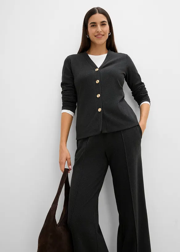 Cardigan in jersey morbido a coste, bonprix