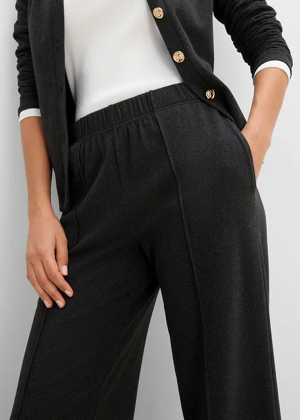 Pantaloni con elastico in vita in jersey morbido a coste, bonprix