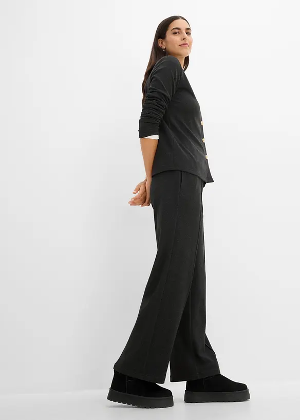 Pantaloni con elastico in vita in jersey morbido a coste, bonprix