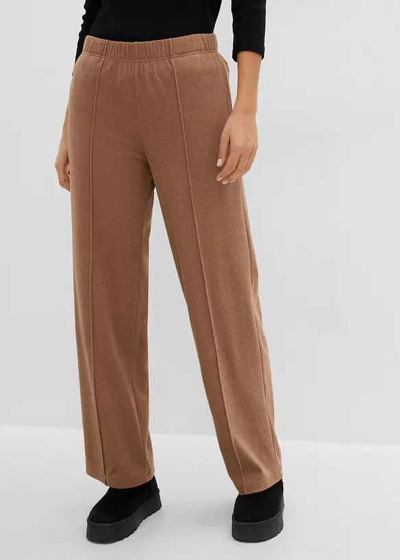 Pantaloni con elastico in vita in jersey morbido a coste, bonprix