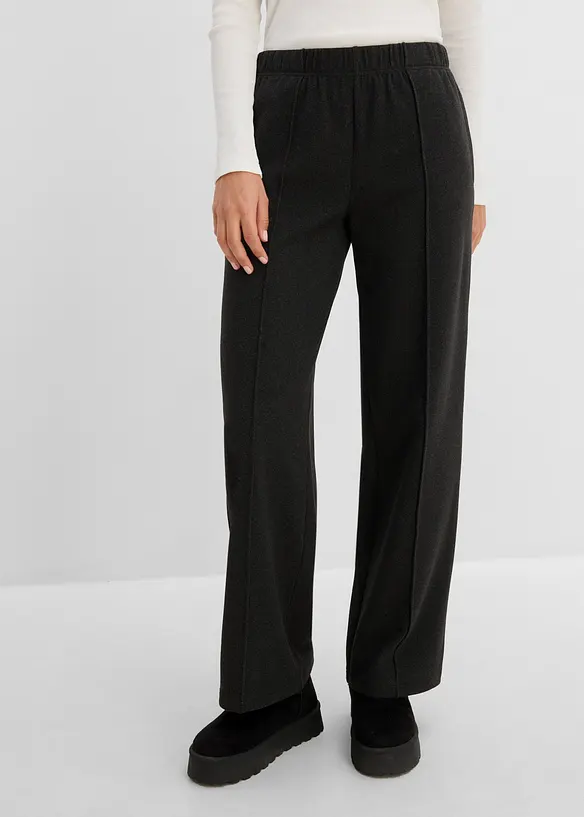 Pantaloni con elastico in vita in jersey morbido a coste, bonprix