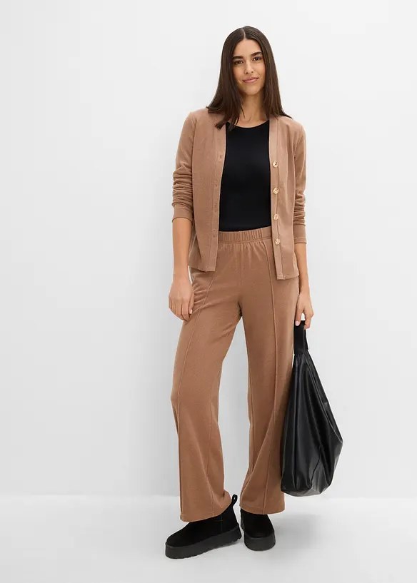Pantaloni con elastico in vita in jersey morbido a coste, bonprix