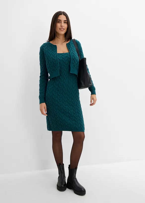 Abito in maglia con bolero applicato, effetto 2 in 1, bonprix