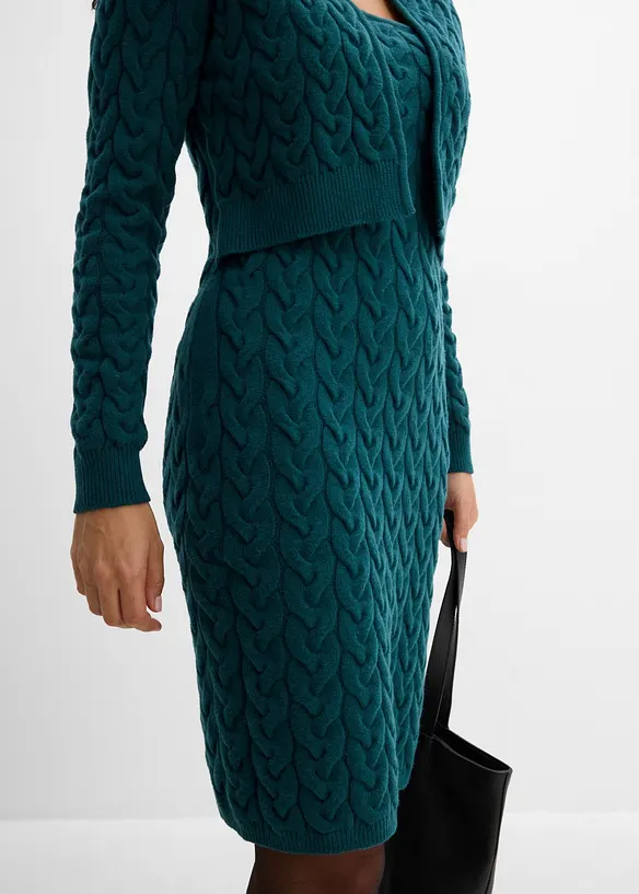 Abito in maglia con bolero applicato, effetto 2 in 1, bonprix