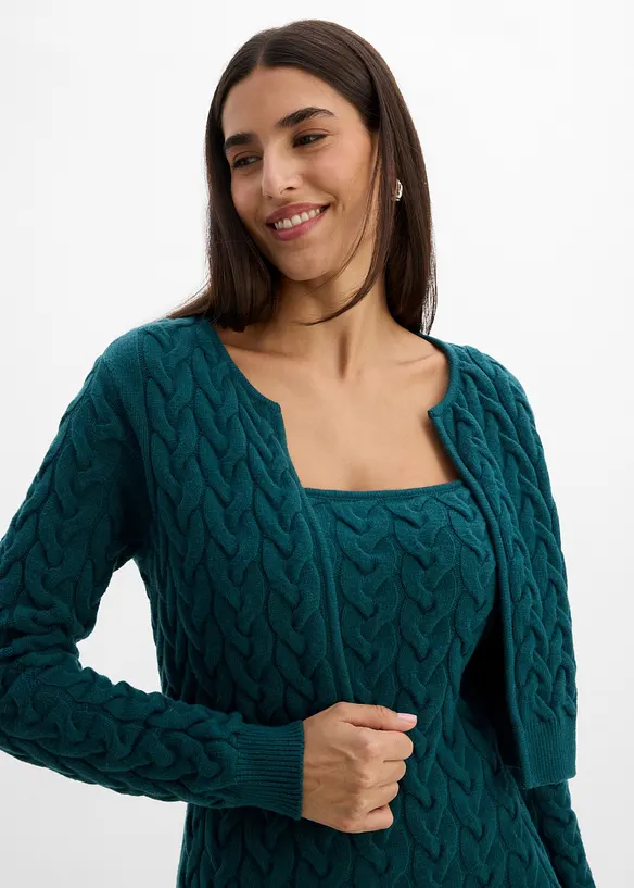 Abito in maglia con bolero applicato, effetto 2 in 1, bonprix
