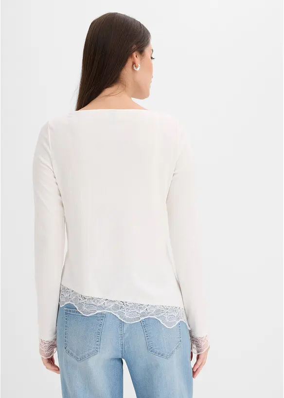 Maglia a maniche lunghe con finiture in pizzo, bonprix