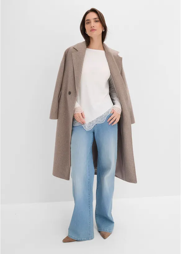 Maglia a maniche lunghe con finiture in pizzo, bonprix