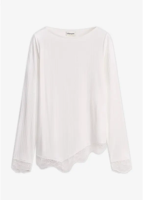 Maglia a maniche lunghe con finiture in pizzo, bonprix