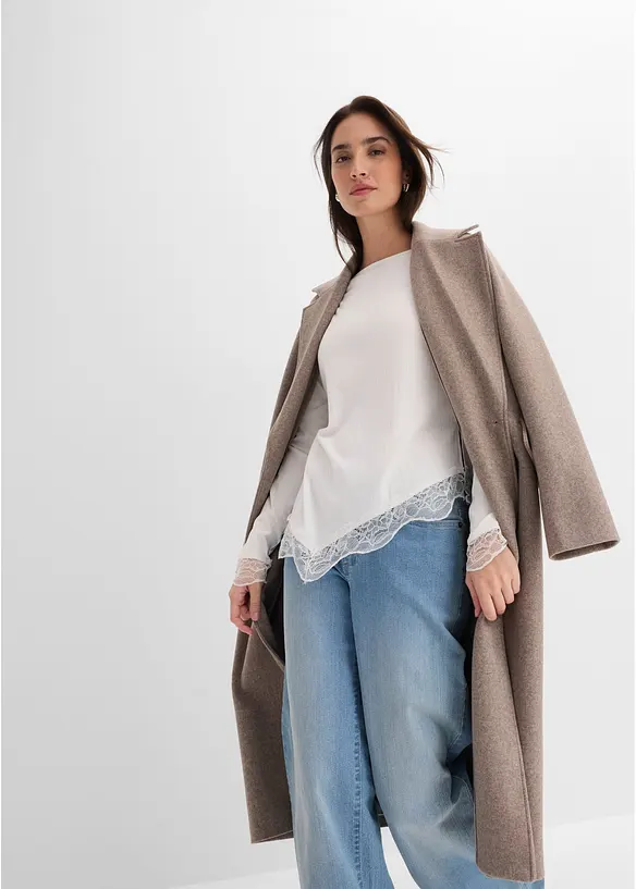 Maglia a maniche lunghe con finiture in pizzo, bonprix