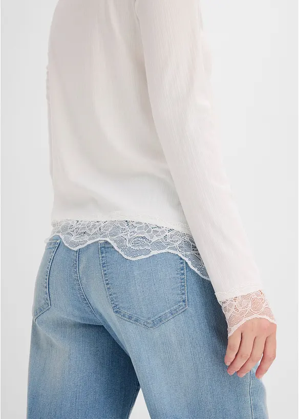 Maglia a maniche lunghe con finiture in pizzo, bonprix