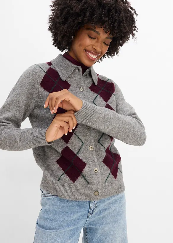 Cardigan con colletto polo, bonprix
