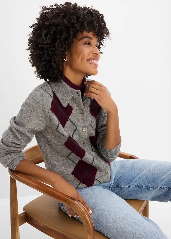 Cardigan con colletto polo, bonprix