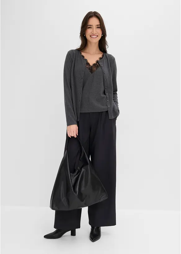 Maglia 2 in 1 con pizzo, bonprix