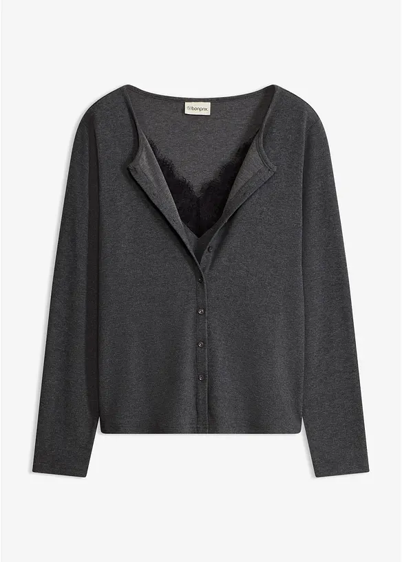 Maglia 2 in 1 con pizzo, bonprix