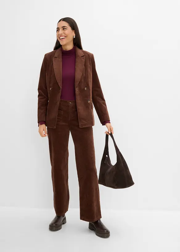 Pantaloni in velluto a coste di cotone elasticizzato, bonprix