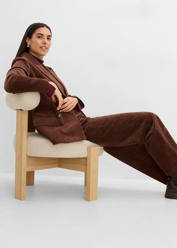 Pantaloni in velluto a coste di cotone elasticizzato, bonprix
