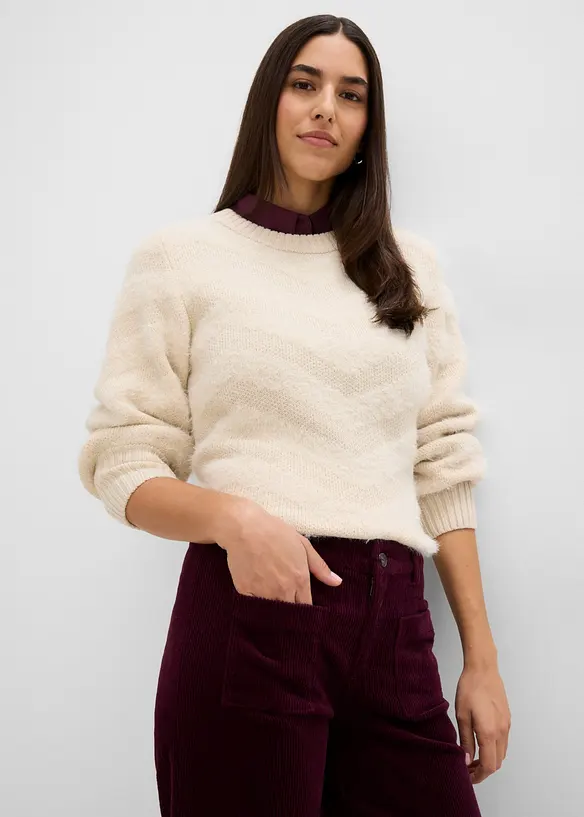 Pantaloni in velluto a coste di cotone elasticizzato, bonprix