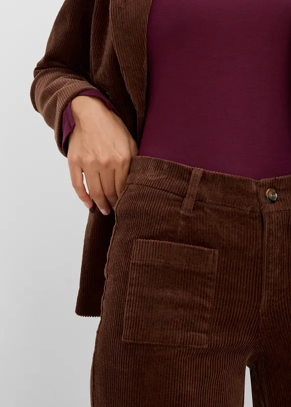 Pantaloni in velluto a coste di cotone elasticizzato, bonprix