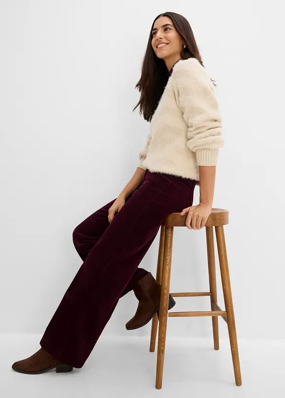Pantaloni in velluto a coste di cotone elasticizzato, bonprix