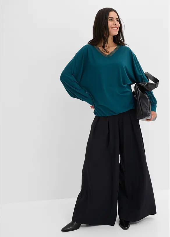 Maglia lunga in viscosa con maniche a pipistrello, bonprix