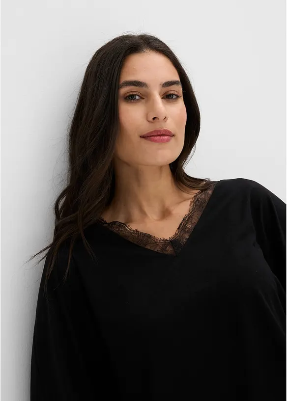 Maglia lunga in viscosa con maniche a pipistrello, bonprix