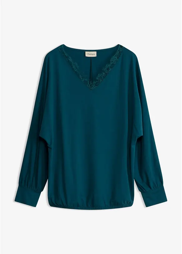 Maglia lunga in viscosa con maniche a pipistrello, bonprix