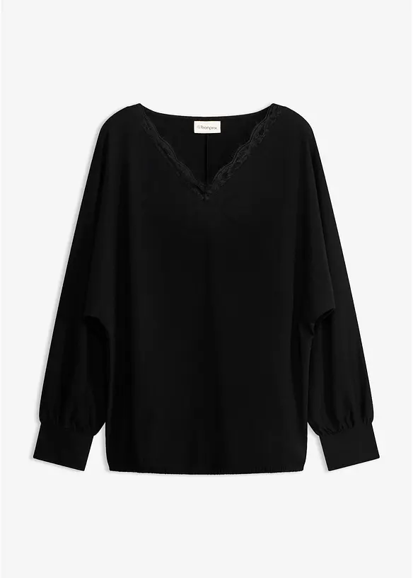 Maglia lunga in viscosa con maniche a pipistrello, bonprix