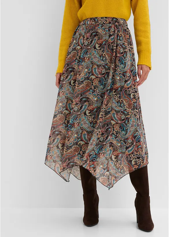 Gonna in chiffon con fondo asimmetrico, bonprix