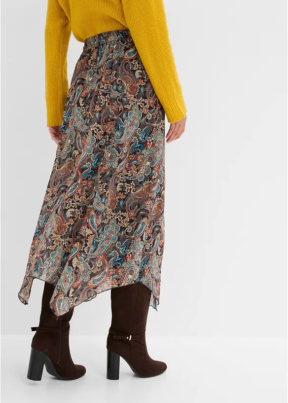 Gonna in chiffon con fondo asimmetrico, bonprix